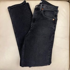 RE/DONE Washed Black Straight Ripped Knee Jeans